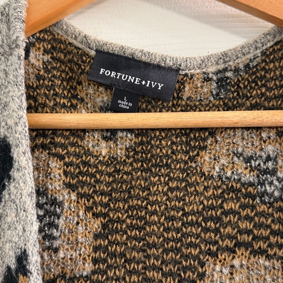 Fortune + Ivy Leopard Print Open Cardigan - Size L - Picture 2 of 6
